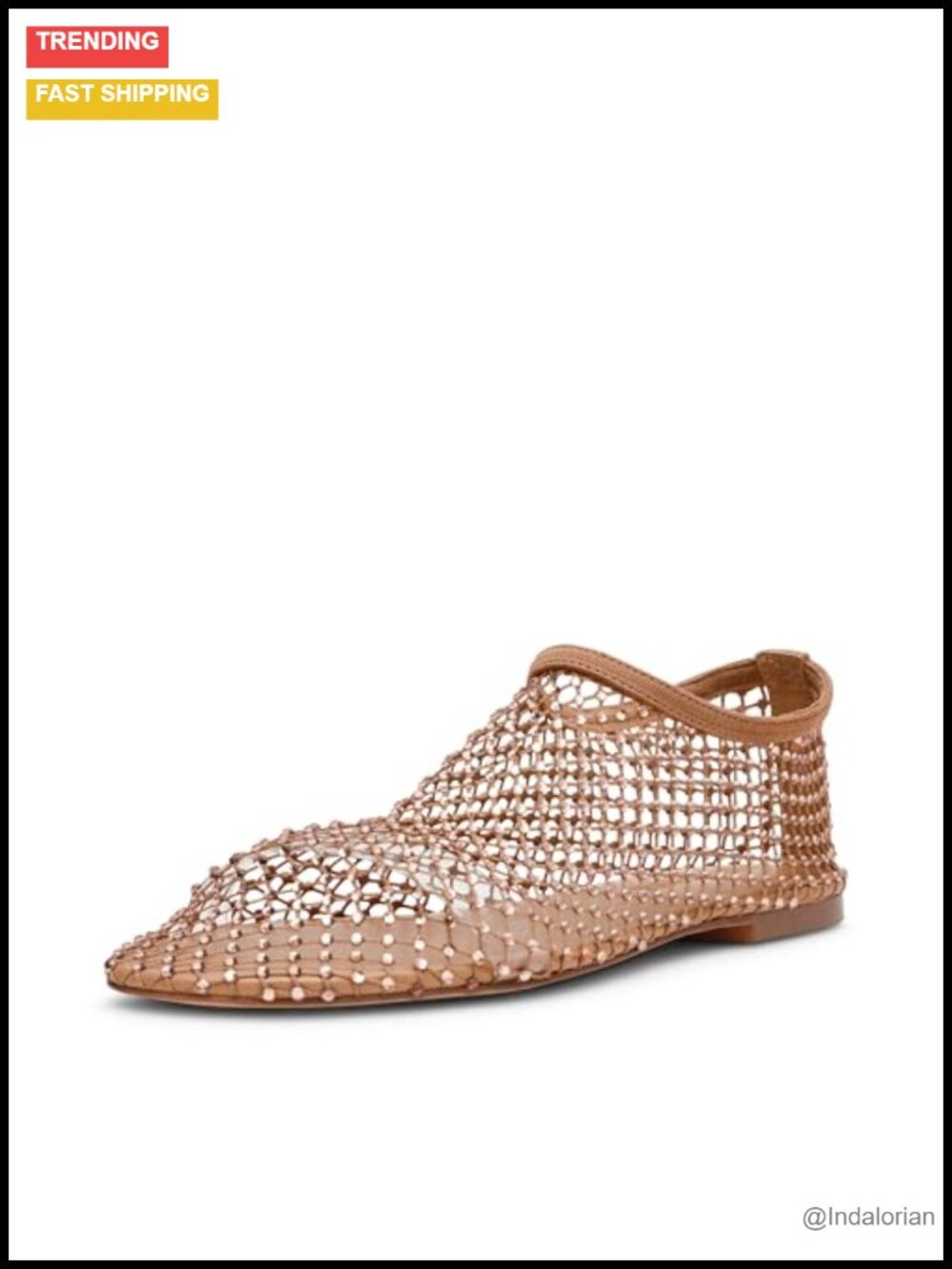 Mesh Ballet Flat Pointed Toe Ankle Strap Pull-On Casual Shoe
